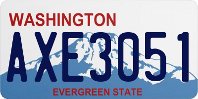 WA license plate AXE3051