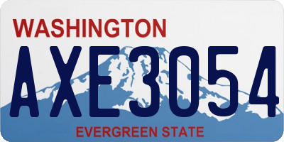 WA license plate AXE3054