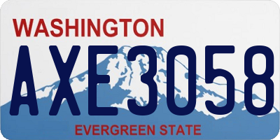 WA license plate AXE3058