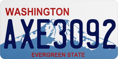 WA license plate AXE3092