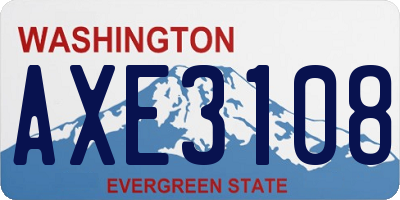 WA license plate AXE3108