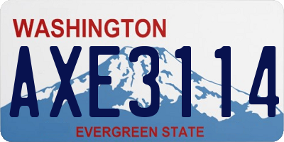 WA license plate AXE3114