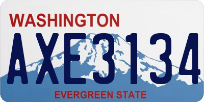 WA license plate AXE3134