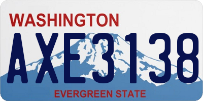 WA license plate AXE3138