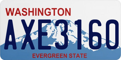 WA license plate AXE3160