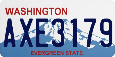 WA license plate AXE3179