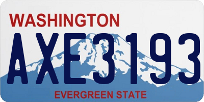 WA license plate AXE3193