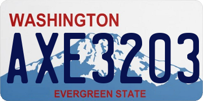 WA license plate AXE3203