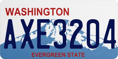 WA license plate AXE3204