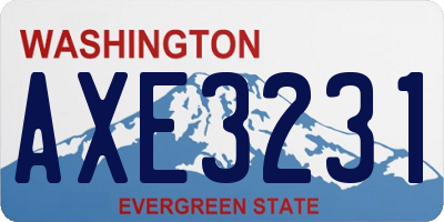 WA license plate AXE3231