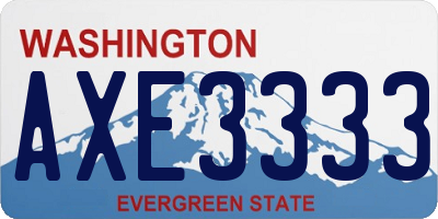 WA license plate AXE3333