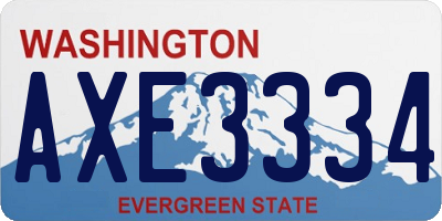 WA license plate AXE3334