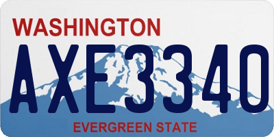 WA license plate AXE3340