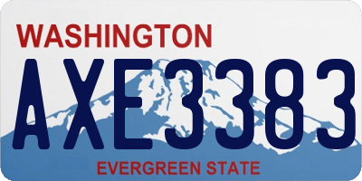 WA license plate AXE3383