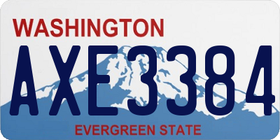WA license plate AXE3384