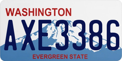 WA license plate AXE3386