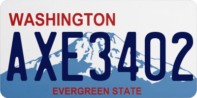 WA license plate AXE3402