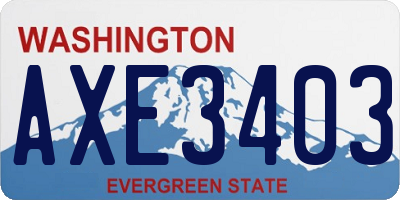 WA license plate AXE3403