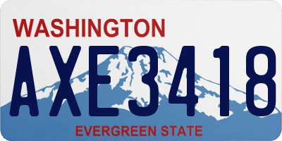 WA license plate AXE3418