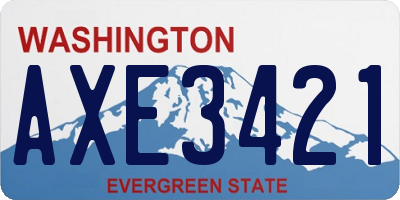 WA license plate AXE3421