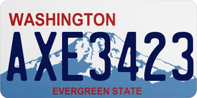 WA license plate AXE3423