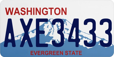WA license plate AXE3433