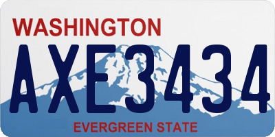 WA license plate AXE3434