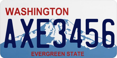 WA license plate AXE3456