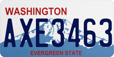 WA license plate AXE3463