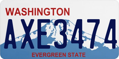 WA license plate AXE3474