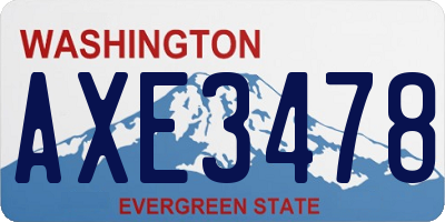WA license plate AXE3478