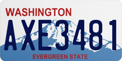 WA license plate AXE3481