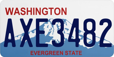 WA license plate AXE3482
