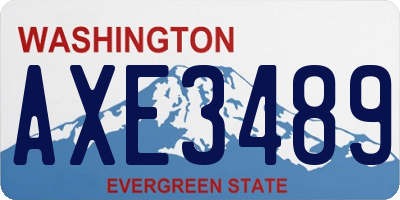 WA license plate AXE3489