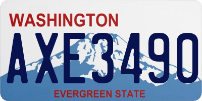 WA license plate AXE3490