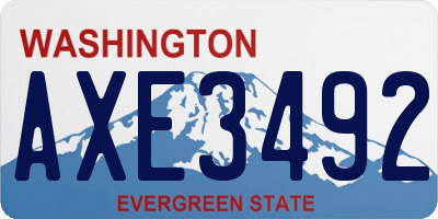 WA license plate AXE3492