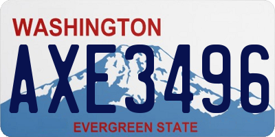WA license plate AXE3496