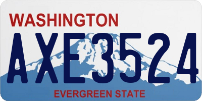 WA license plate AXE3524