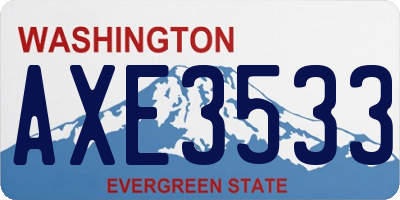 WA license plate AXE3533