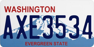 WA license plate AXE3534