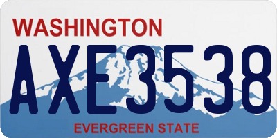 WA license plate AXE3538