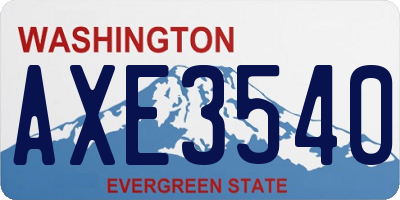 WA license plate AXE3540