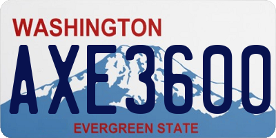 WA license plate AXE3600