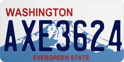 WA license plate AXE3624