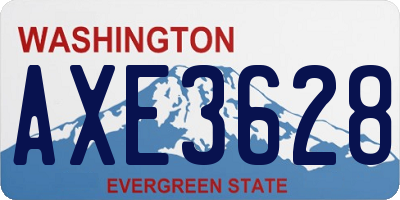 WA license plate AXE3628