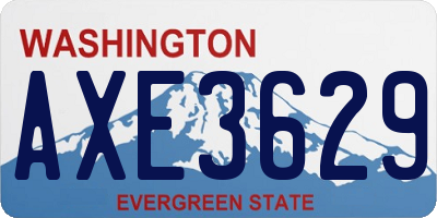 WA license plate AXE3629