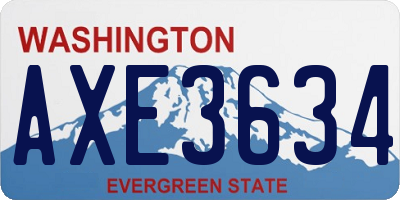 WA license plate AXE3634