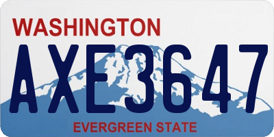 WA license plate AXE3647