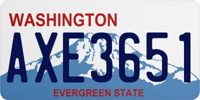 WA license plate AXE3651