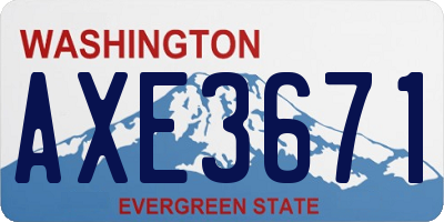 WA license plate AXE3671